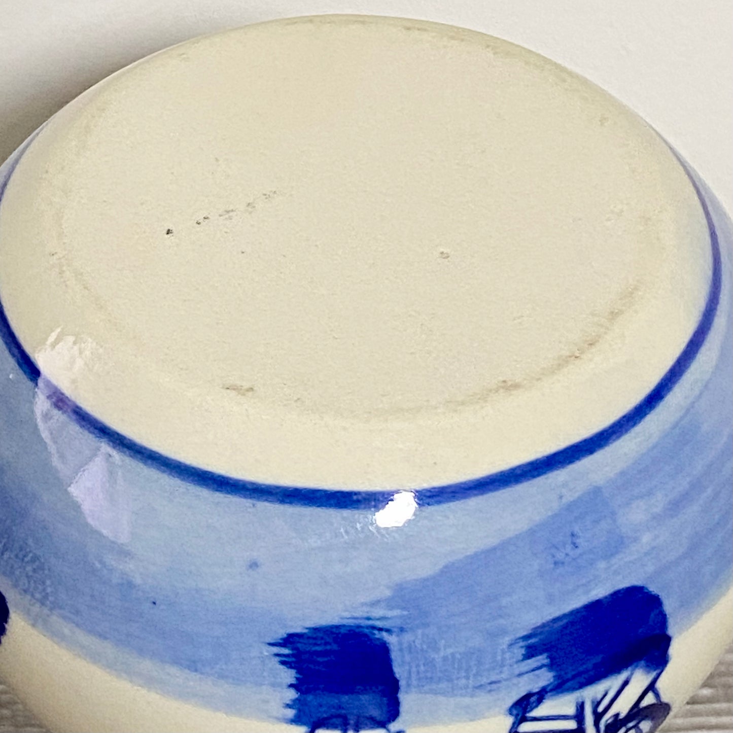 Vintage Ceramic Hand Painted Blue Windmill Boat Scene Flower Vase Delft Pottery