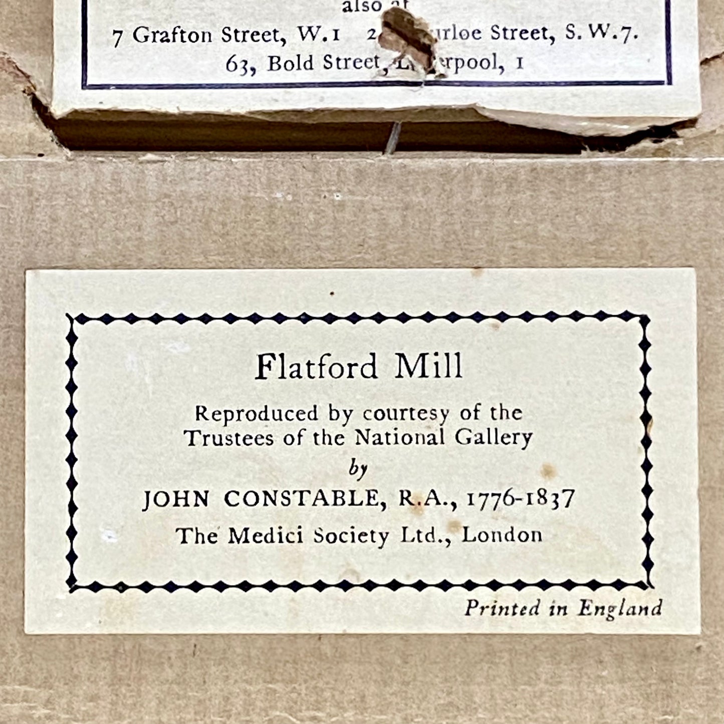 Vintage Flatford Mill Horse River Scene Art Print On Board After John Constable