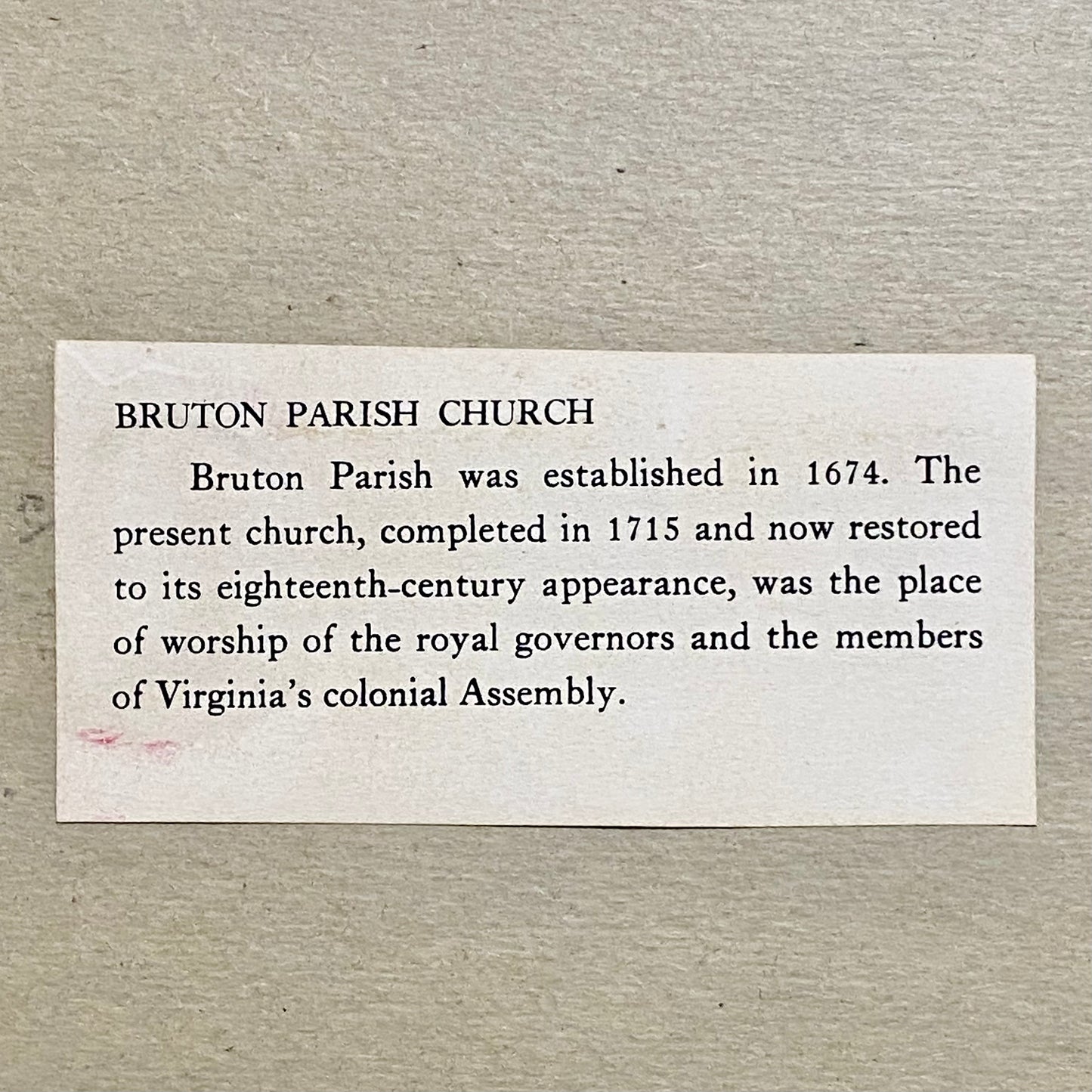 Vintage Bruton Parish Church Williamsburg Virginia Sketch Print Charles H Overly