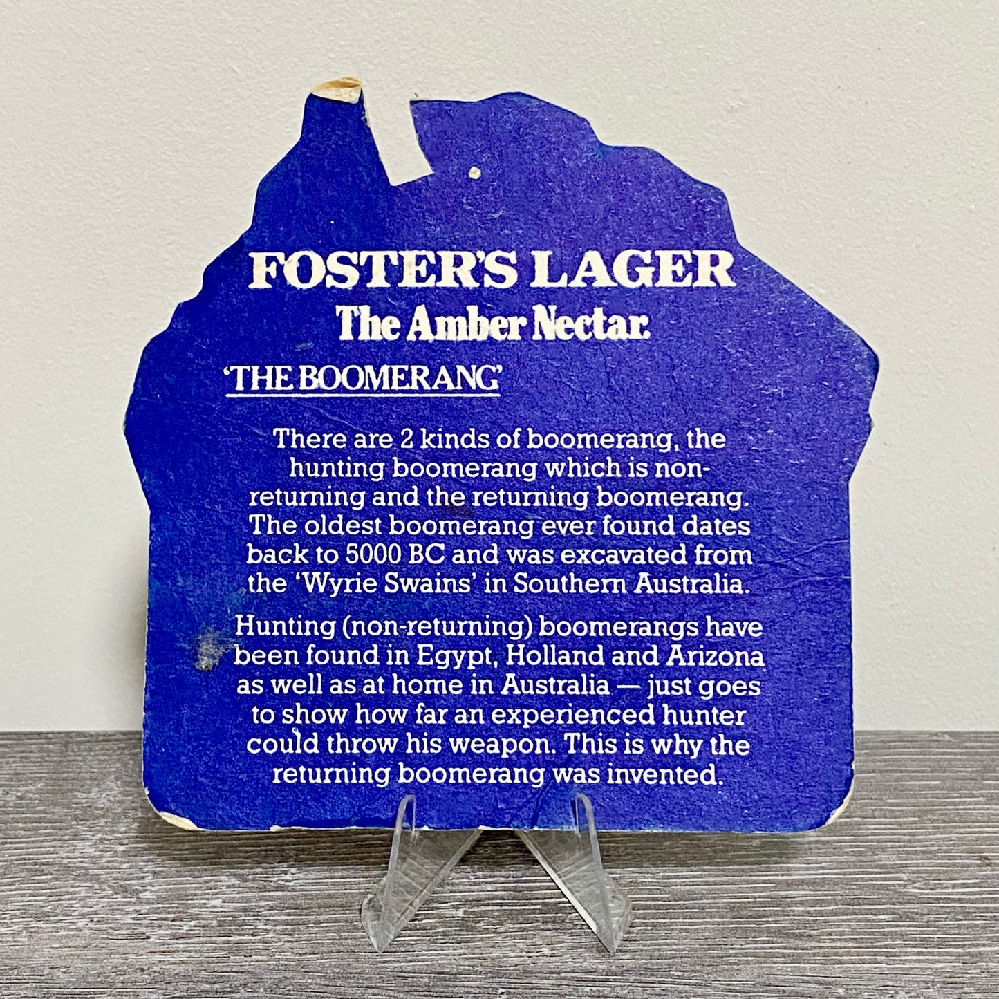 Vintage Foster’s Lager Amber Nectar Beer Mat Collectible Australia Map Coaster