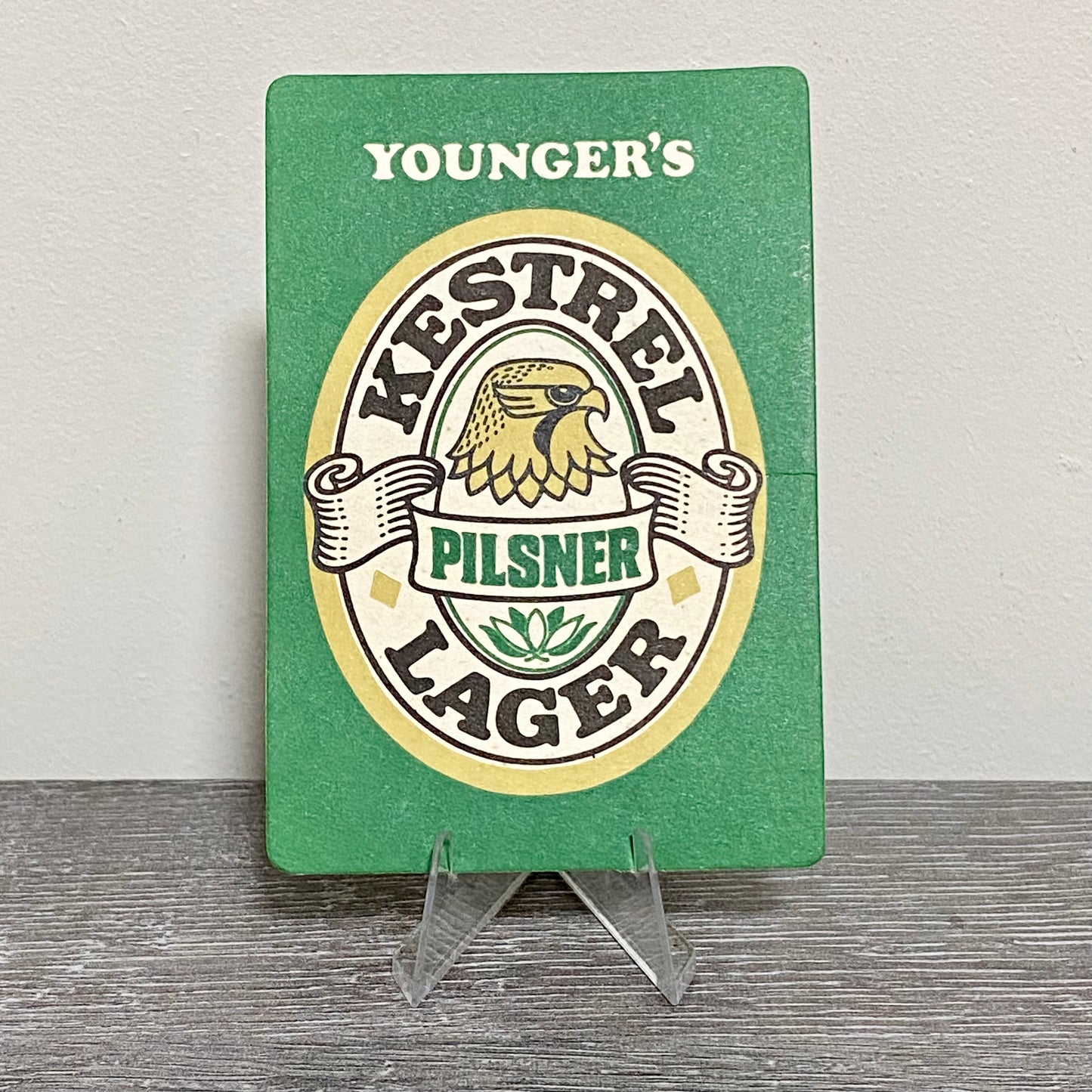 Vintage William Younger’s Kestrel Pilsner Lager Beer Mat Collectible Pub Coaster