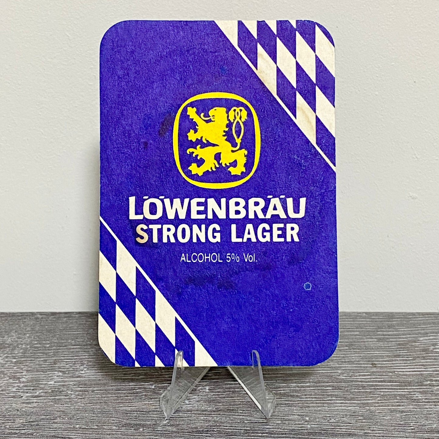 Vintage Löwenbräu Strong Lager Brewery Blue Beer Mat Collectible Bar Pub Coaster