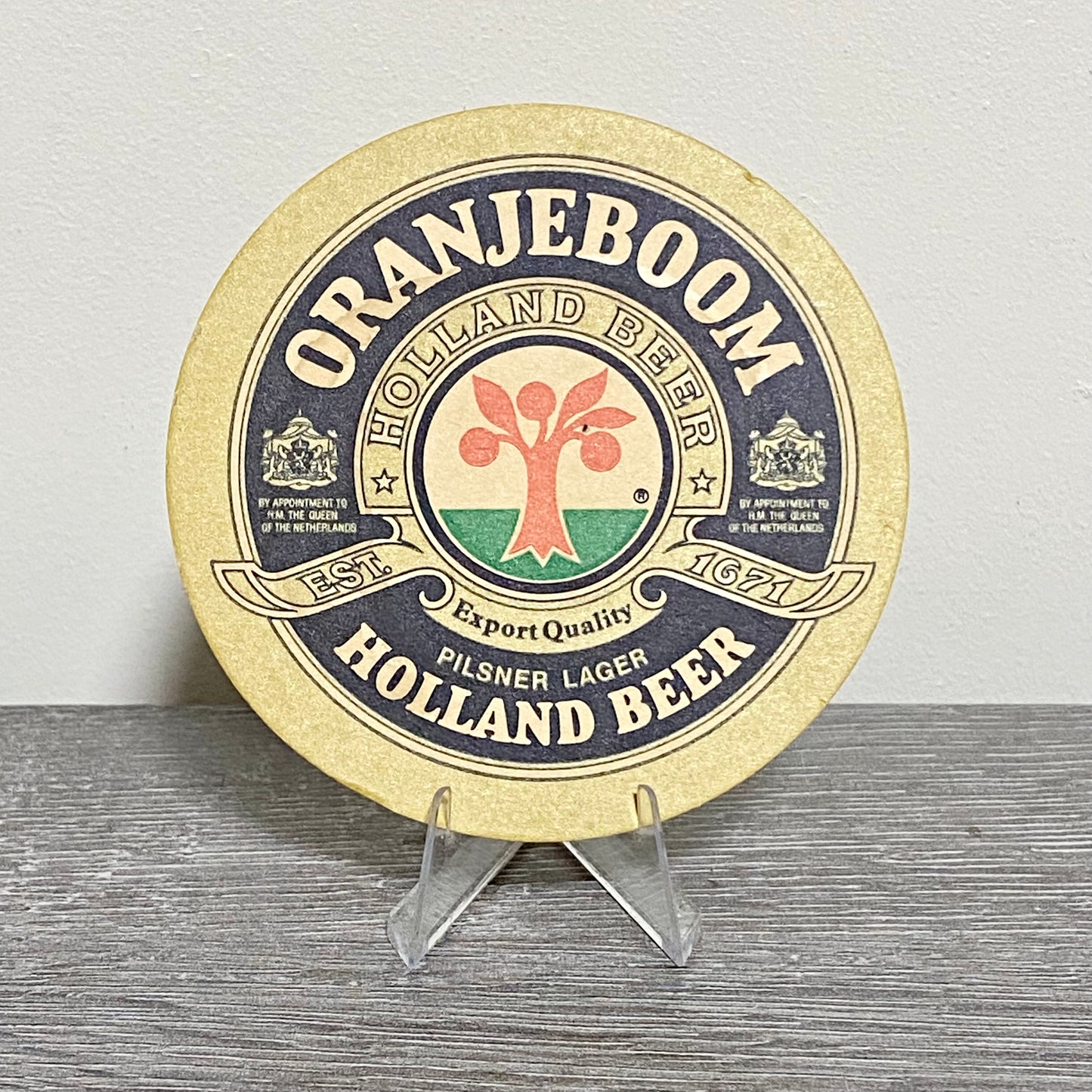 Vintage Oranjeboom Holland Pilsner Lager Beer Mat Collectible Retro Pub Coaster