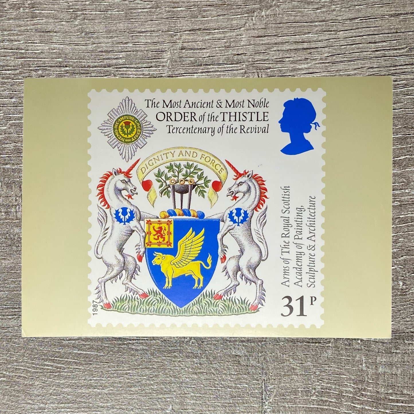 1987 31p Arms Royal Scottish Academy Painting Postcard First Day Of Issue Powys