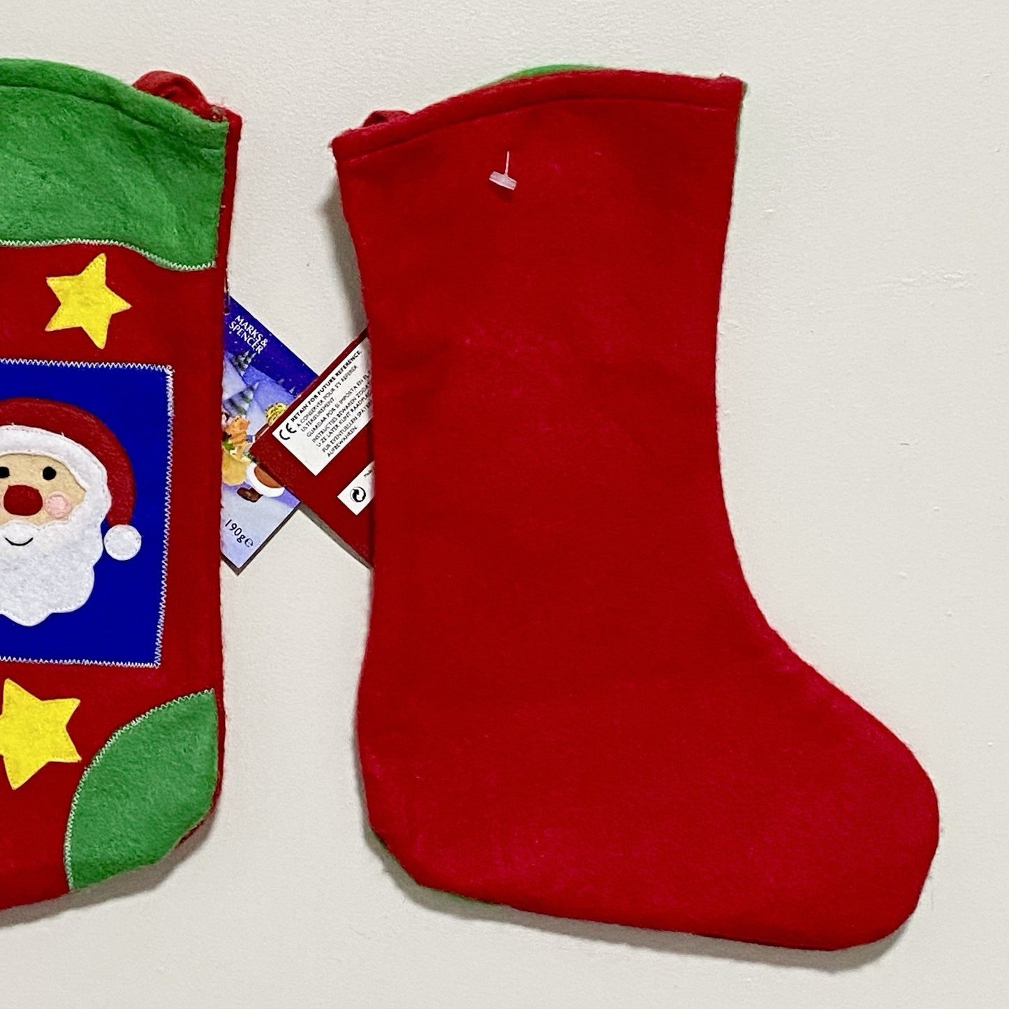 Christmas Stocking Santa Xmas Marks & Spencer 2x Pair Set Hanging Decoration