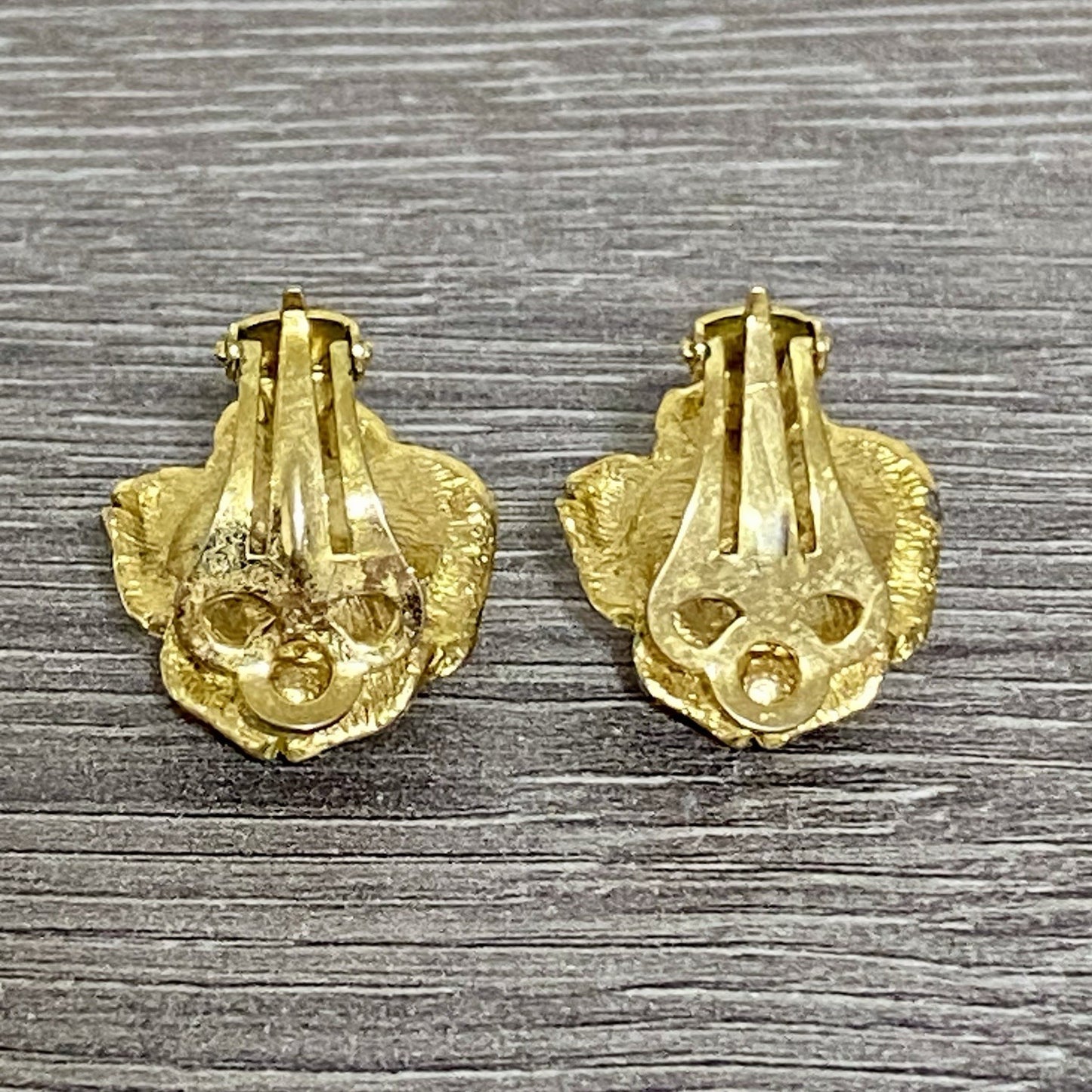 Vintage Gold Tone Clip On Earrings 80s 90s Floral Pearl Ball Jewellery Pair Set