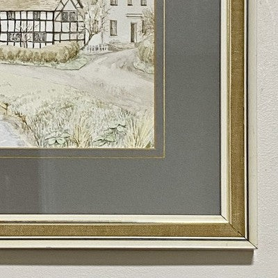 Vintage Cotton Houses Watercolour Landscape Signed Patricia Allport 1988 Framed