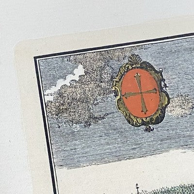 Antique City Of Italy Map PISA Panoramic Engraving Mid 18th Century c1737 Framed