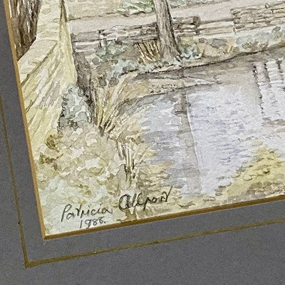 Vintage Cotton Houses Watercolour Landscape Signed Patricia Allport 1988 Framed