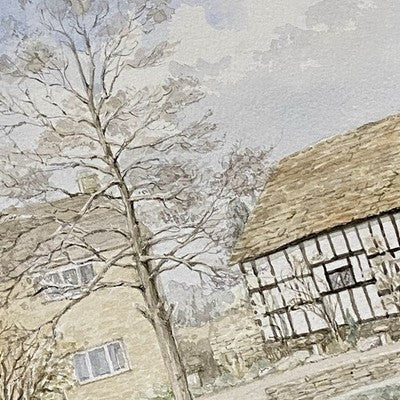 Vintage Cotton Houses Watercolour Landscape Signed Patricia Allport 1988 Framed