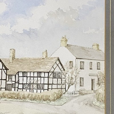 Vintage Cotton Houses Watercolour Landscape Signed Patricia Allport 1988 Framed