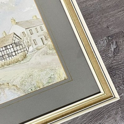 Vintage Cotton Houses Watercolour Landscape Signed Patricia Allport 1988 Framed