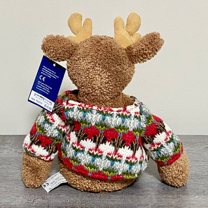 John Lewis Small Jumperjack Cozy Reindeer With Jumper Soft Plush Jellycat Collab