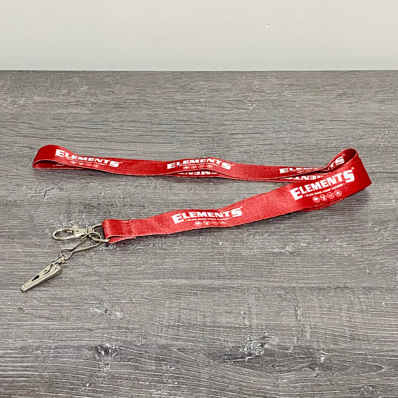 Elements Ultra Thin Rice Papers Lanyard With Snap Hook & Clip Red Neck Strap