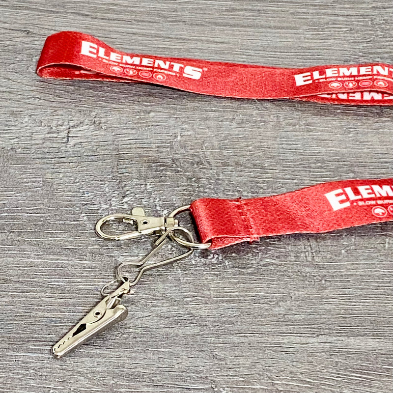 Elements Ultra Thin Rice Papers Lanyard With Snap Hook & Clip Red Neck Strap