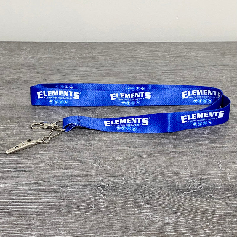 Elements Ultra Thin Rice Papers Lanyard With Snap Hook & Clip Blue Neck Strap
