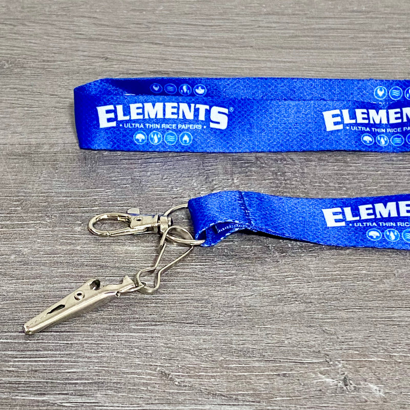 Elements Ultra Thin Rice Papers Lanyard With Snap Hook & Clip Blue Neck Strap