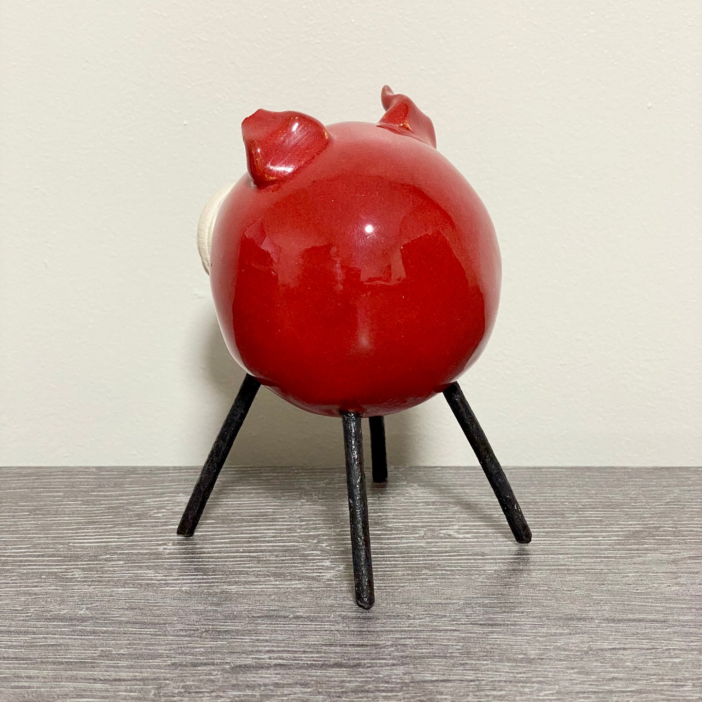 Handmade Ceramic Piglet Pig Figure With Wire Legs Designer Collectible Art Fig