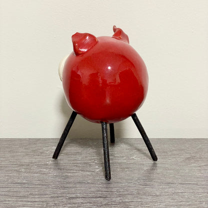 Handmade Ceramic Piglet Pig Figure With Wire Legs Designer Collectible Art Fig