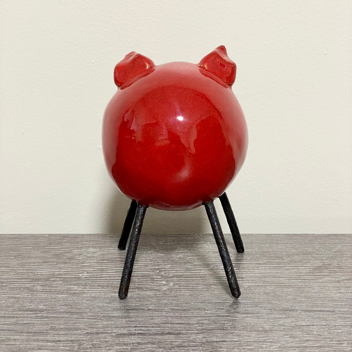 Handmade Ceramic Piglet Pig Figure With Wire Legs Designer Collectible Art Fig