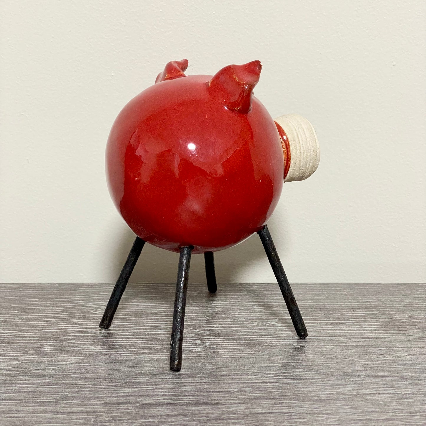Handmade Ceramic Piglet Pig Figure With Wire Legs Designer Collectible Art Fig