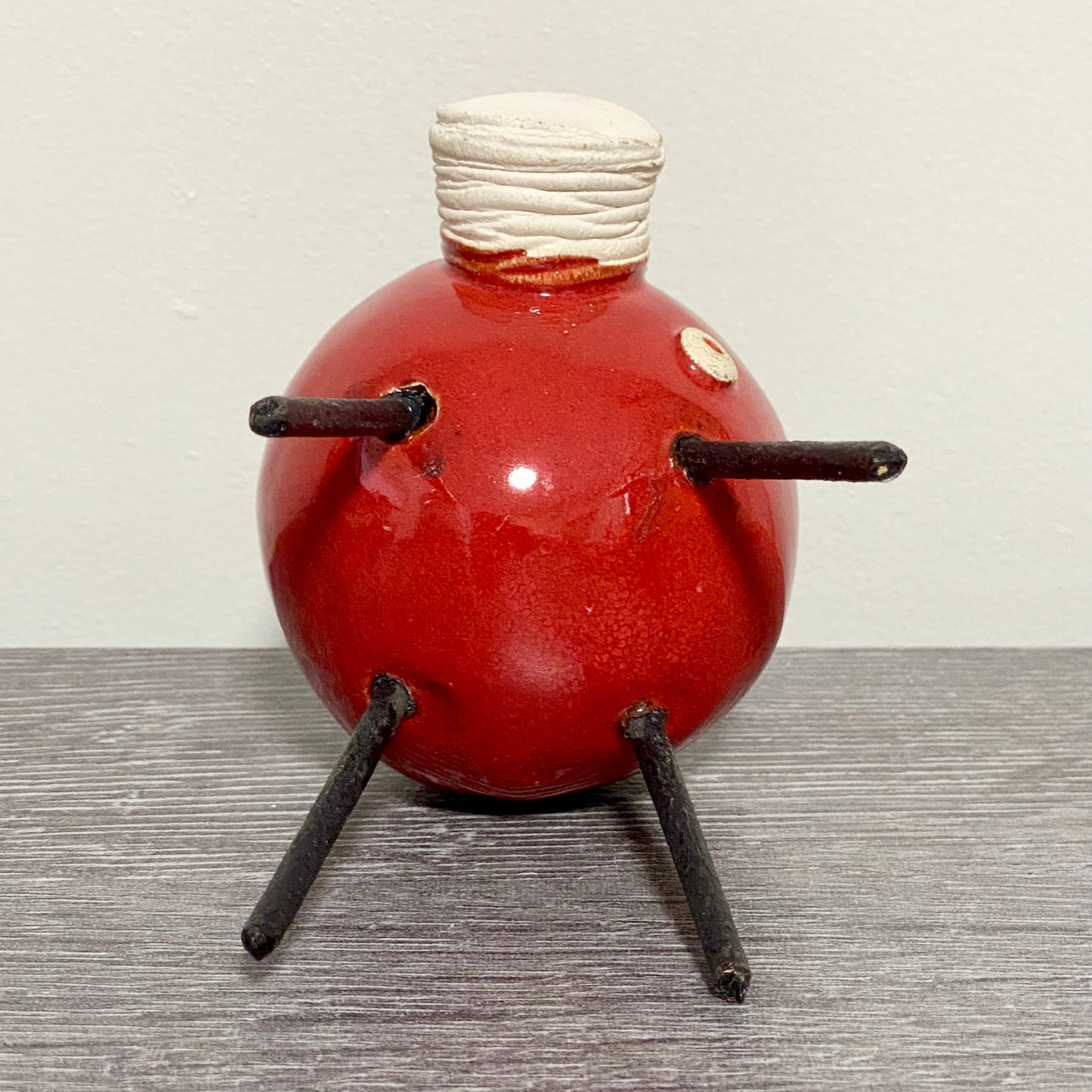 Handmade Ceramic Piglet Pig Figure With Wire Legs Designer Collectible Art Fig