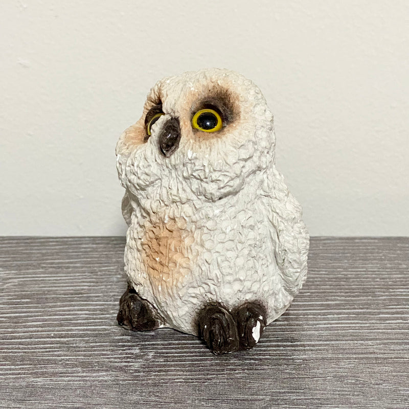 Vintage United Design Small Snowy Owl Chick Collectible Figurine Art Deco Figure