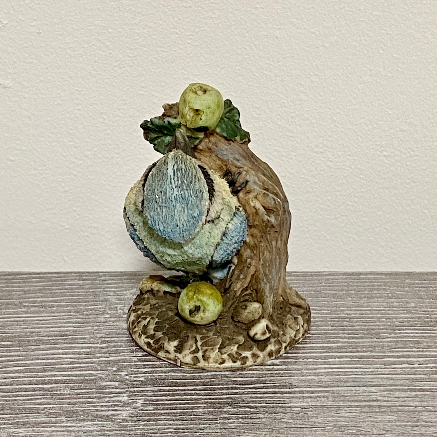 Small Ceramic Blue Tit Bird On Tree Branch Decorative Figurine Art Deco Ornament