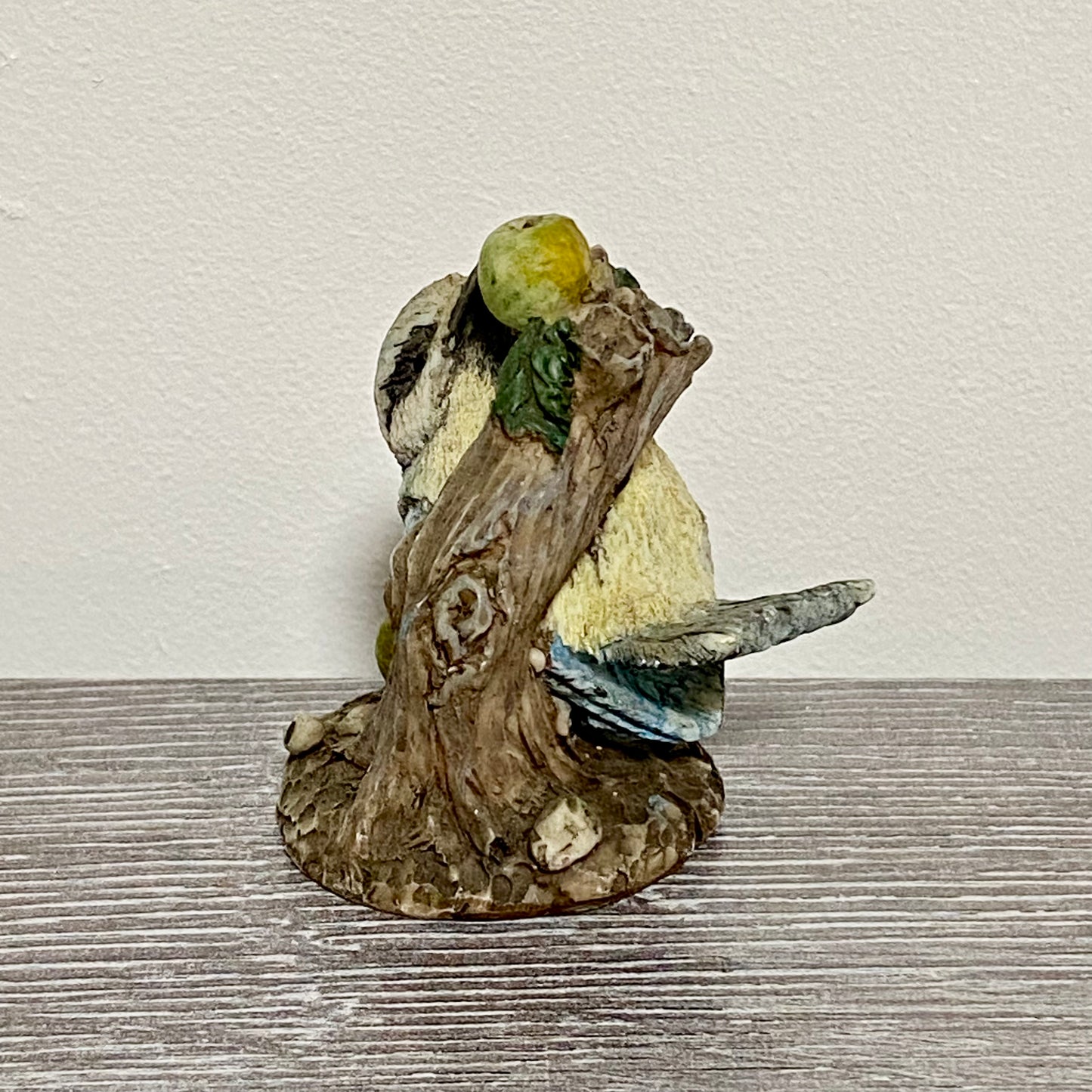 Small Ceramic Blue Tit Bird On Tree Branch Decorative Figurine Art Deco Ornament