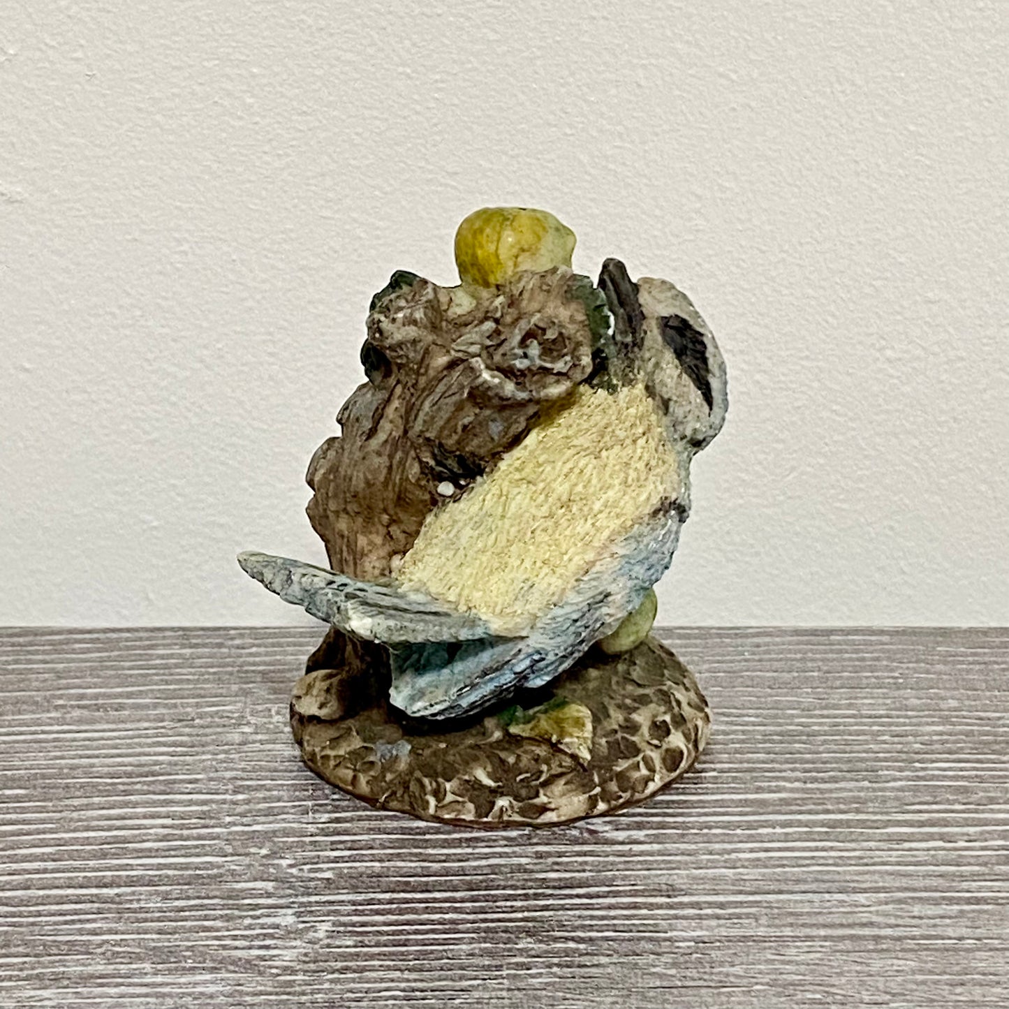Small Ceramic Blue Tit Bird On Tree Branch Decorative Figurine Art Deco Ornament