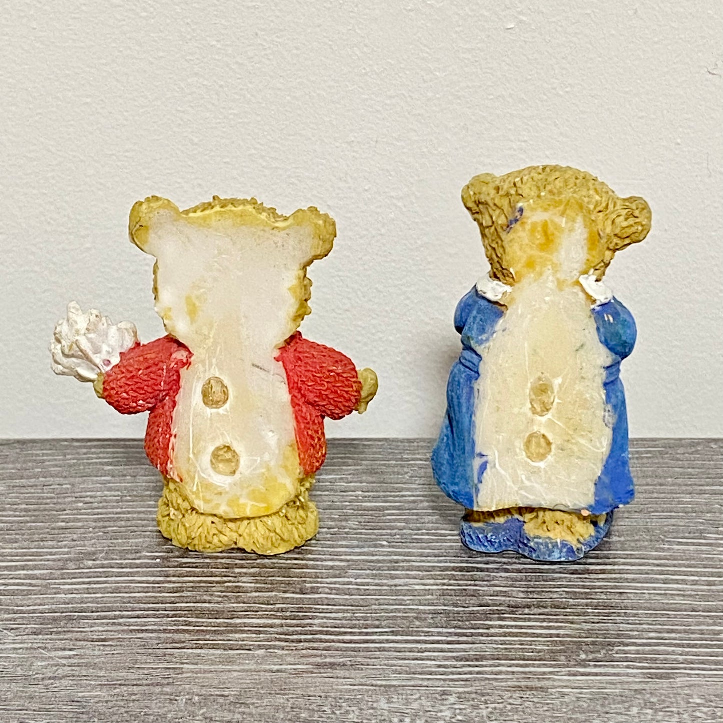 Two Small Mini Teddy Bear Ceramic Figurines Figures Garden Pot Decoration Figs
