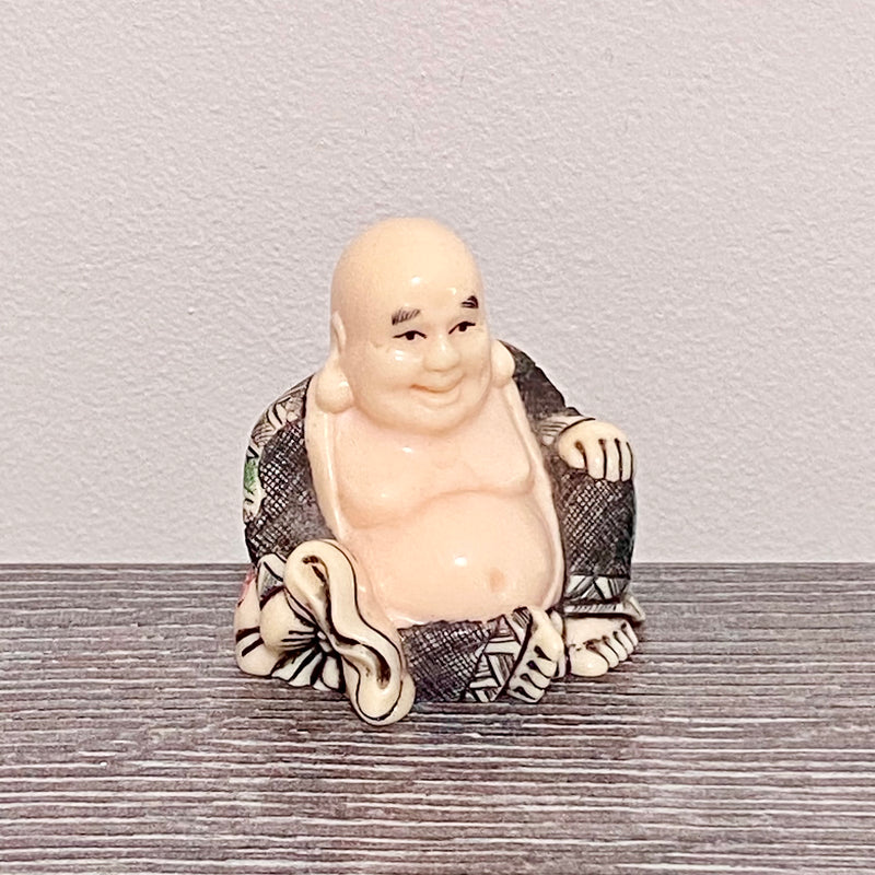 Vintage Small Mini Japanese Netsuke Carved Buddha Figure Ornament Decorative Fig