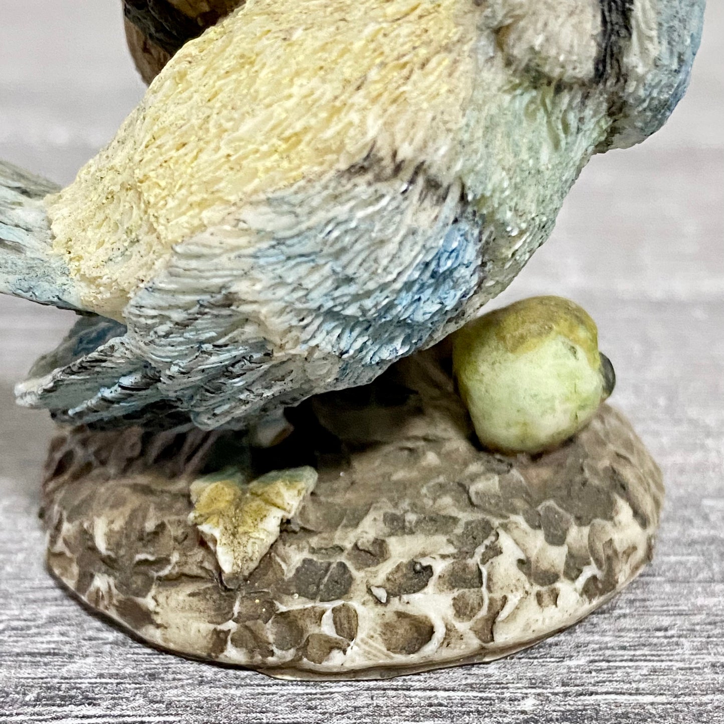 Small Ceramic Blue Tit Bird On Tree Branch Decorative Figurine Art Deco Ornament