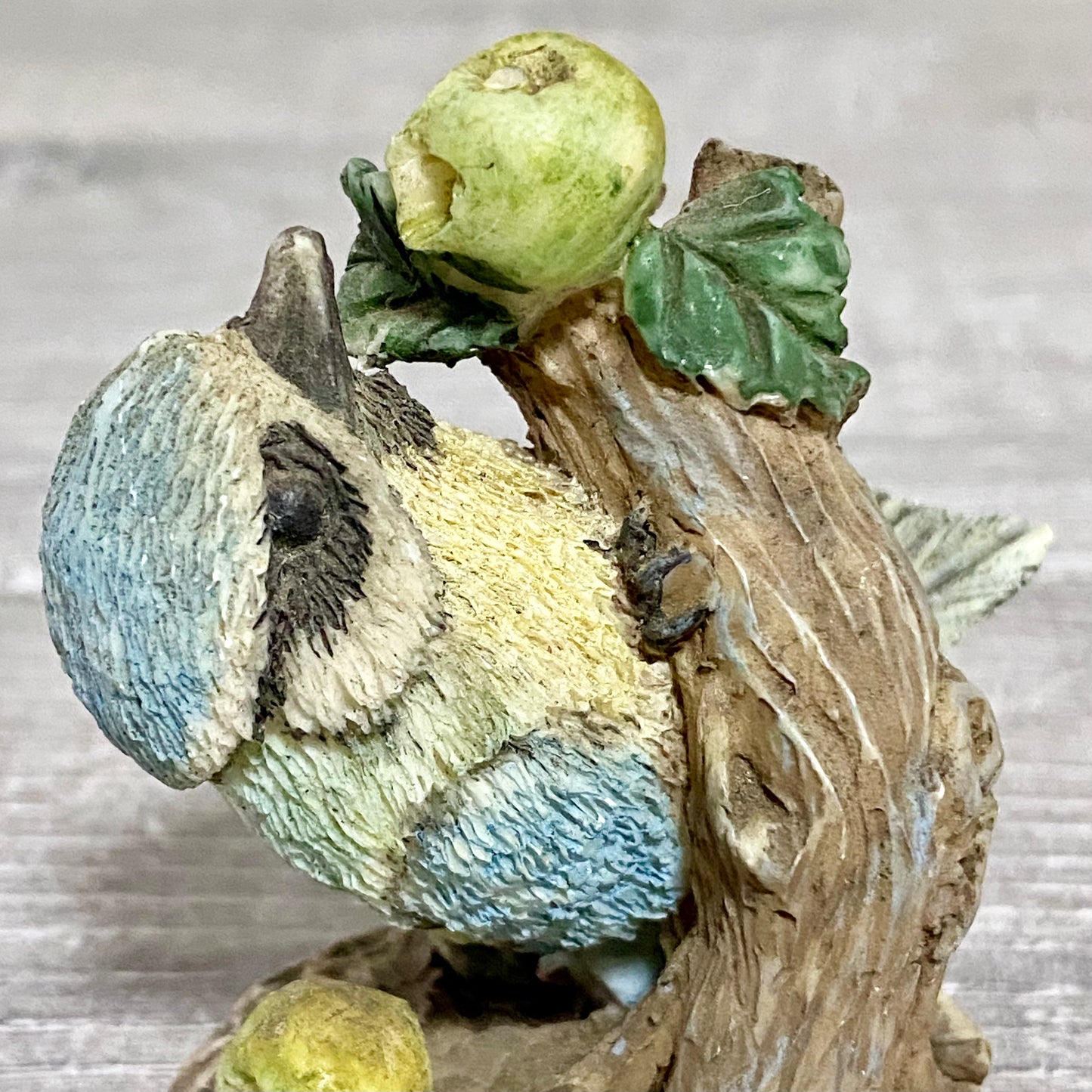 Small Ceramic Blue Tit Bird On Tree Branch Decorative Figurine Art Deco Ornament