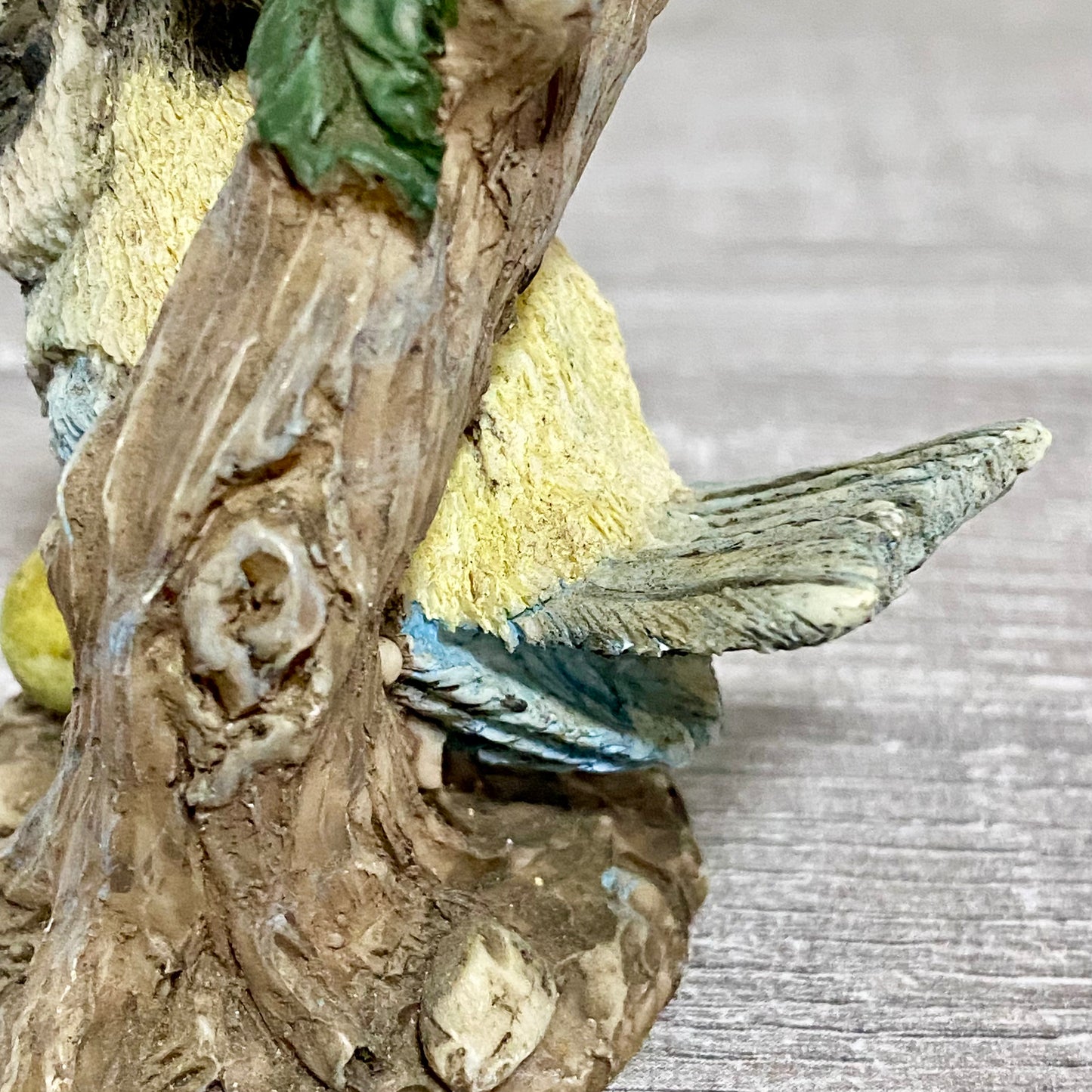 Small Ceramic Blue Tit Bird On Tree Branch Decorative Figurine Art Deco Ornament