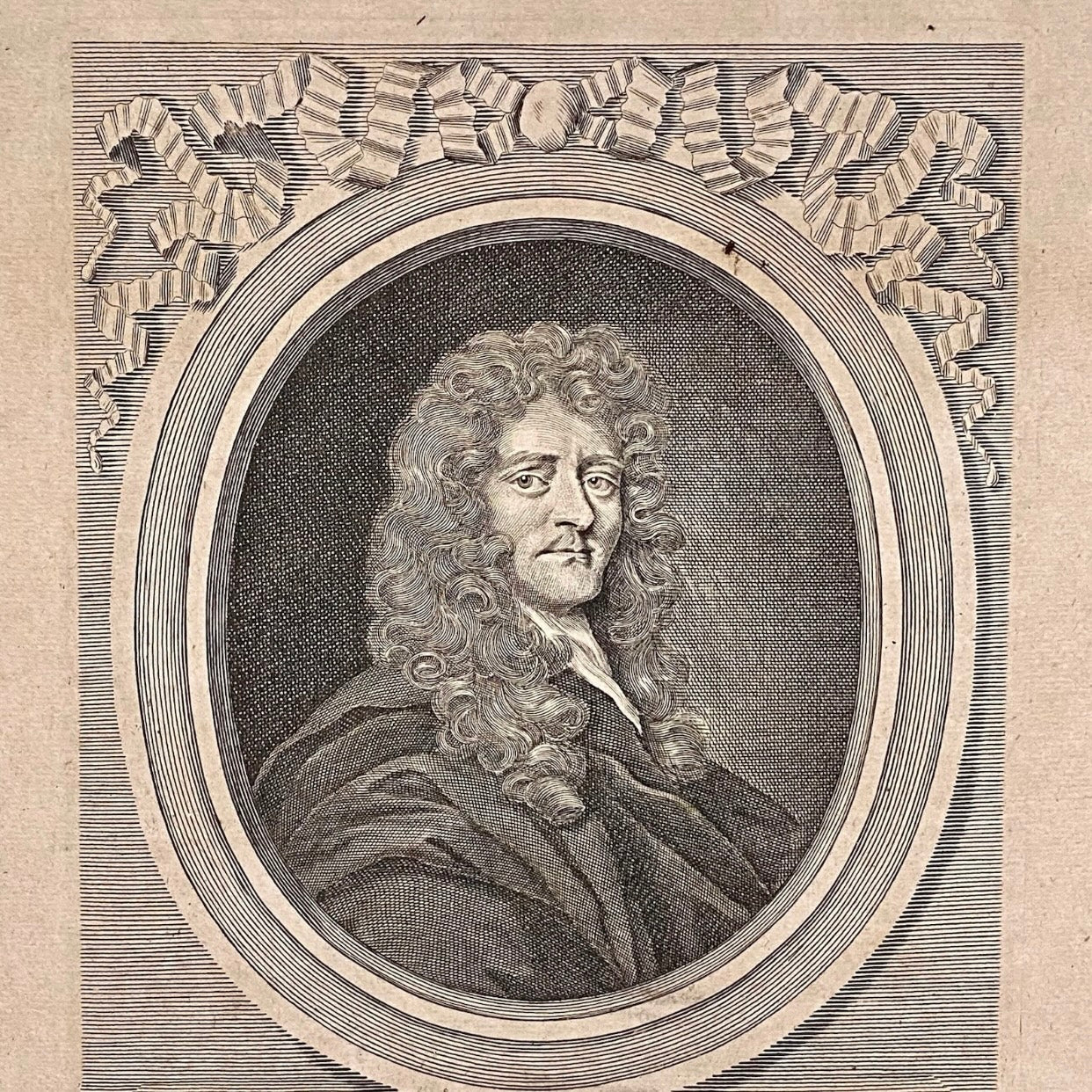 Antique Sir Paul Rycaut Portrait Engraving Wall Hanging Framed Art 1700s Rare