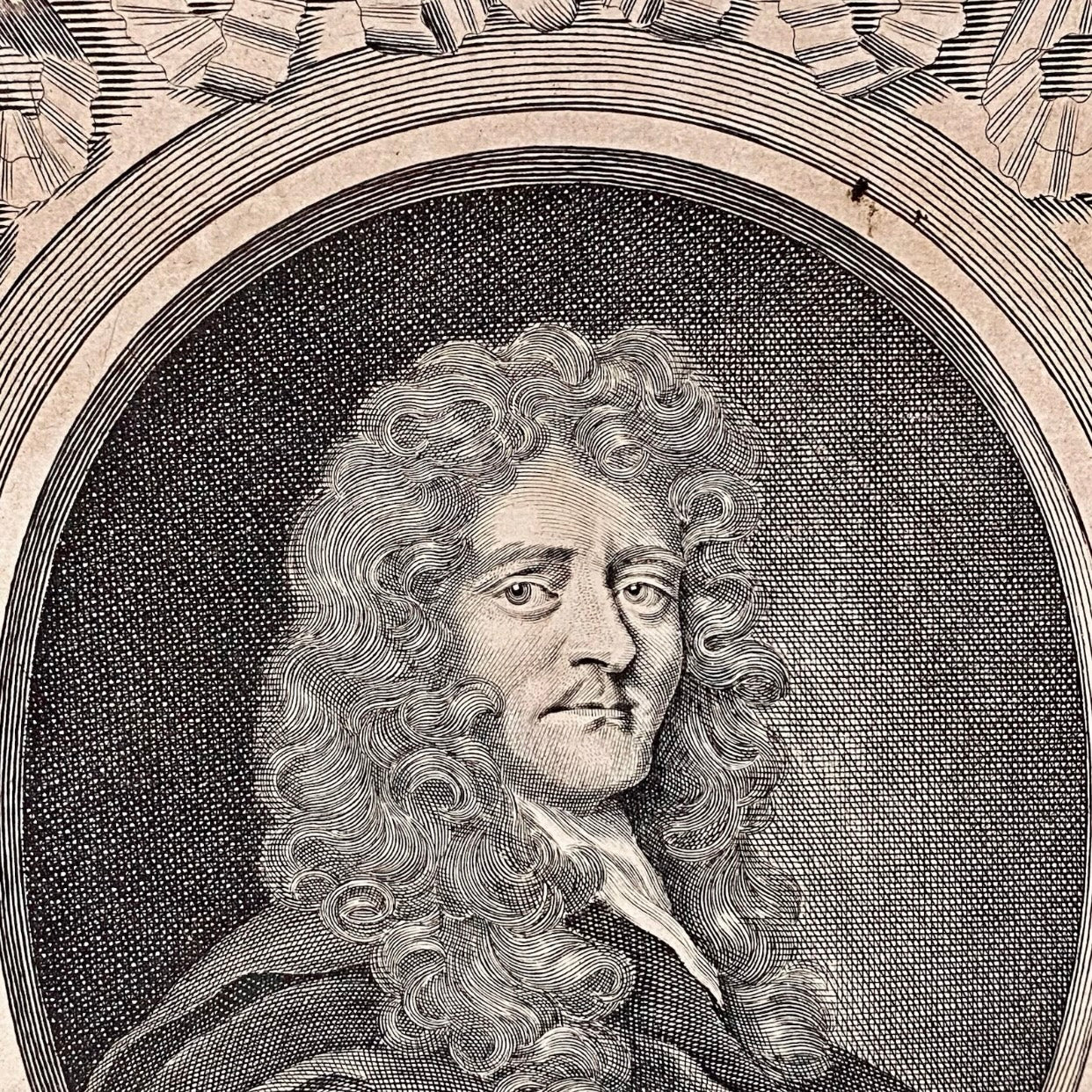 Antique Sir Paul Rycaut Portrait Engraving Wall Hanging Framed Art 1700s Rare