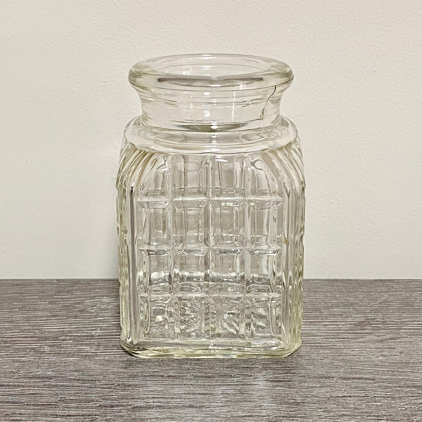 Vintage Clear Glass English Sheffield Pickle Castor Jar Waffle Art Deco Pattern