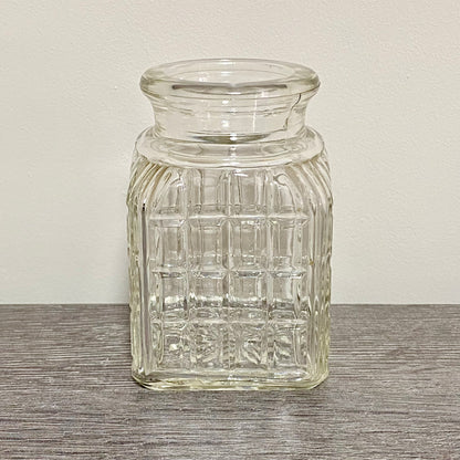 Vintage Clear Glass English Sheffield Pickle Castor Jar Waffle Art Deco Pattern