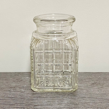 Vintage Clear Glass English Sheffield Pickle Castor Jar Waffle Art Deco Pattern