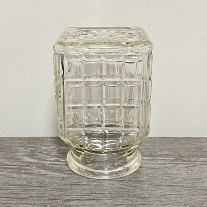Vintage Clear Glass English Sheffield Pickle Castor Jar Waffle Art Deco Pattern