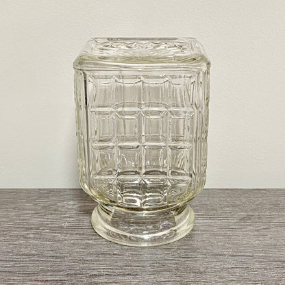Vintage Clear Glass English Sheffield Pickle Castor Jar Waffle Art Deco Pattern