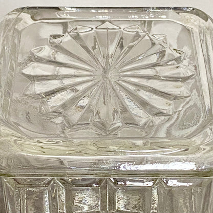 Vintage Clear Glass English Sheffield Pickle Castor Jar Waffle Art Deco Pattern