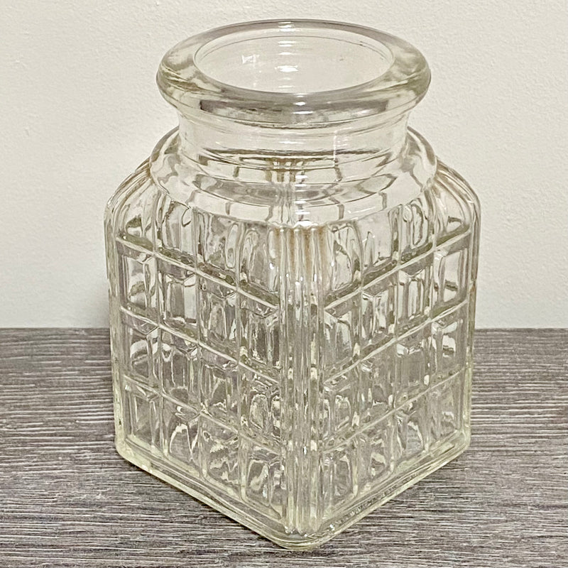 Vintage Clear Glass English Sheffield Pickle Castor Jar Waffle Art Deco Pattern