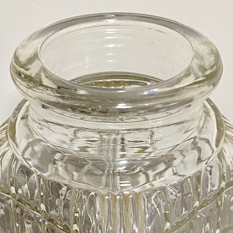 Vintage Clear Glass English Sheffield Pickle Castor Jar Waffle Art Deco Pattern