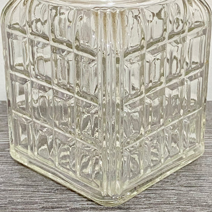 Vintage Clear Glass English Sheffield Pickle Castor Jar Waffle Art Deco Pattern
