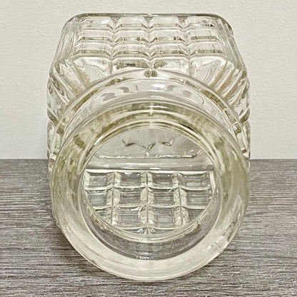 Vintage Clear Glass English Sheffield Pickle Castor Jar Waffle Art Deco Pattern