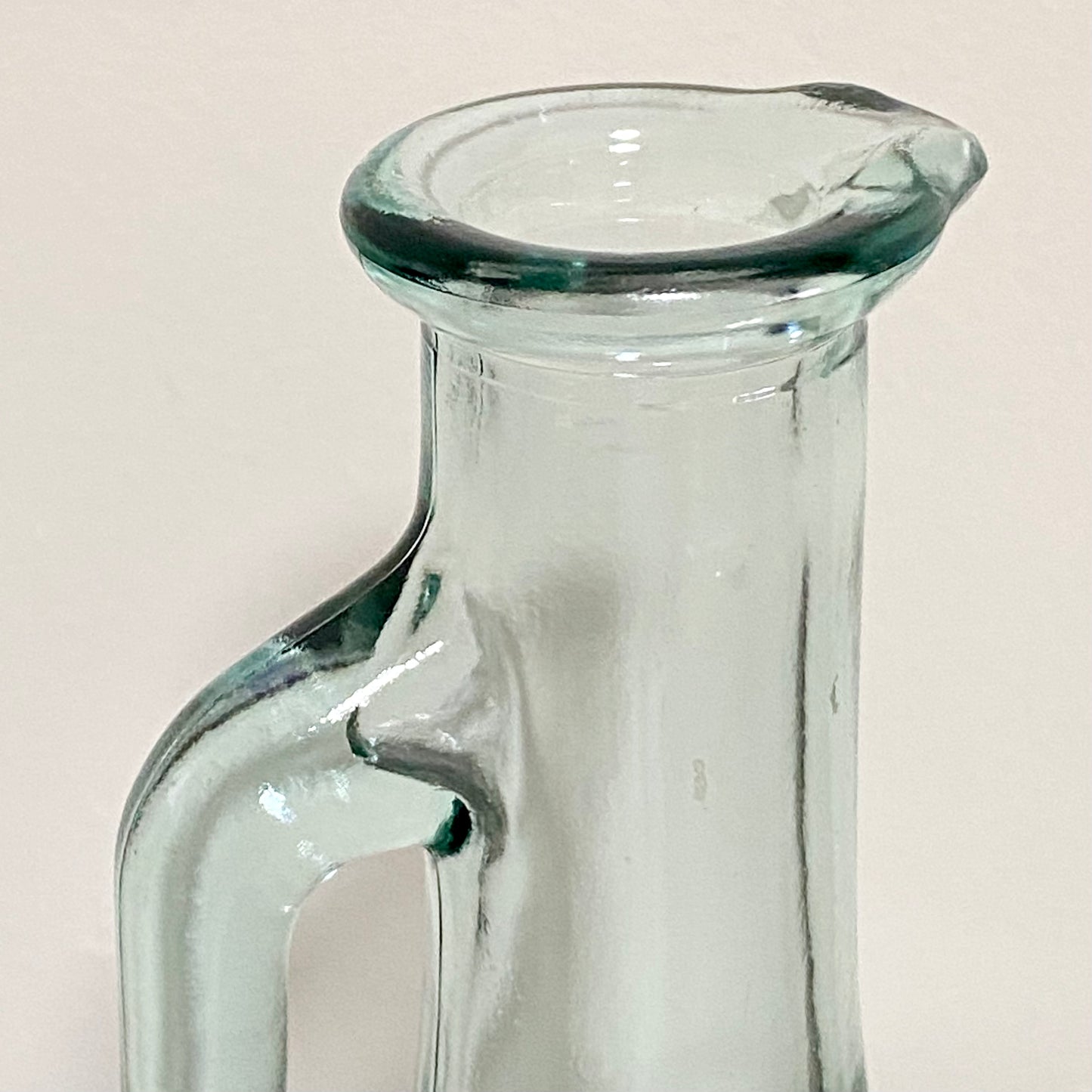 Vintage Clear Vetreria Etrusca Glass Jug With Handle & Artificial Flowers Italy