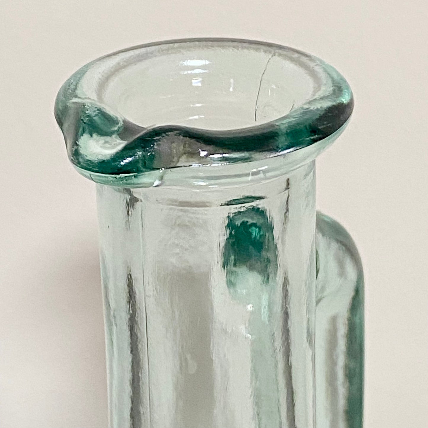 Vintage Clear Vetreria Etrusca Glass Jug With Handle & Artificial Flowers Italy