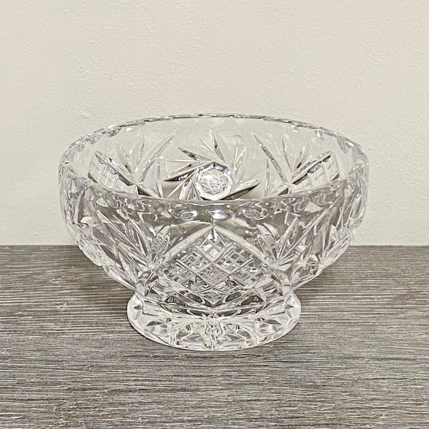 Vintage Bohemia Lead Glass Heavy Flower Rose Vase Bowl With Removable Metal Grid